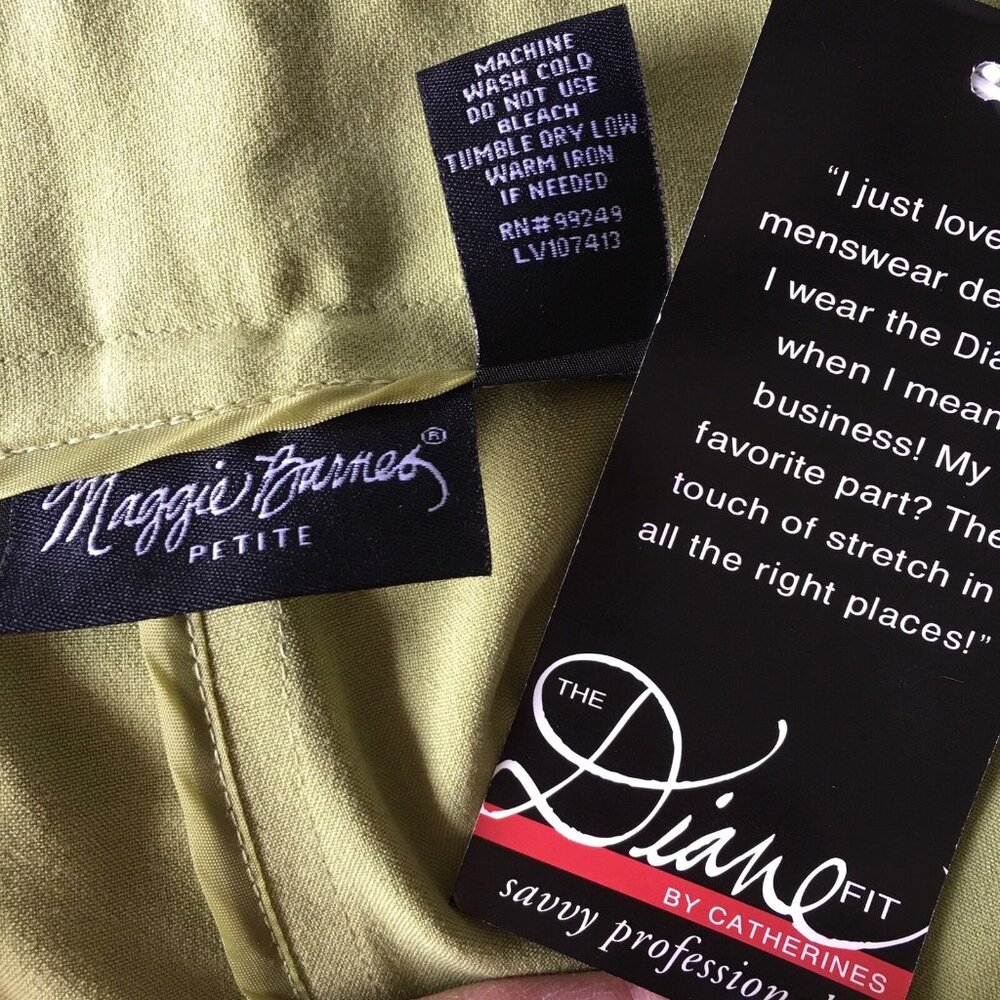 Maggie Barnes Catherines Diane Fit Pants 24WP Green Wide Leg Cuff Career NEW - Picture 12 of 12